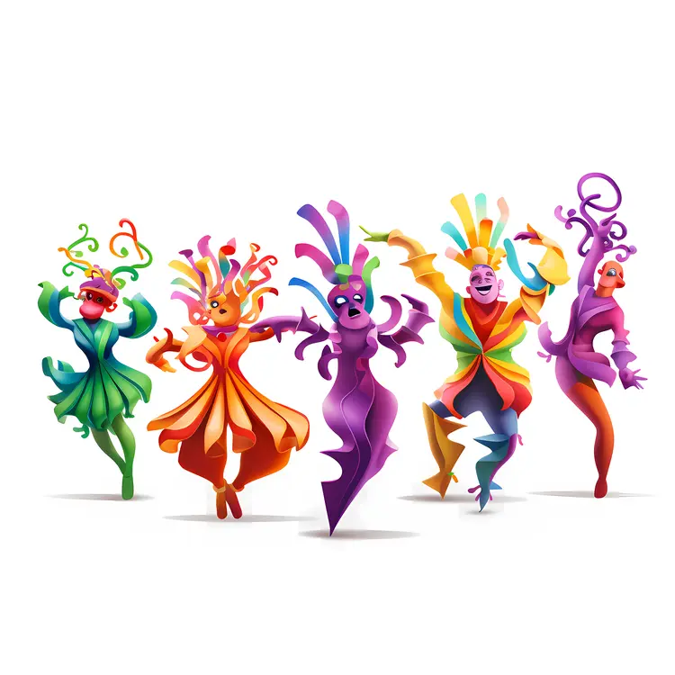 Colorful Dancers for Mardi Gras Celebration
