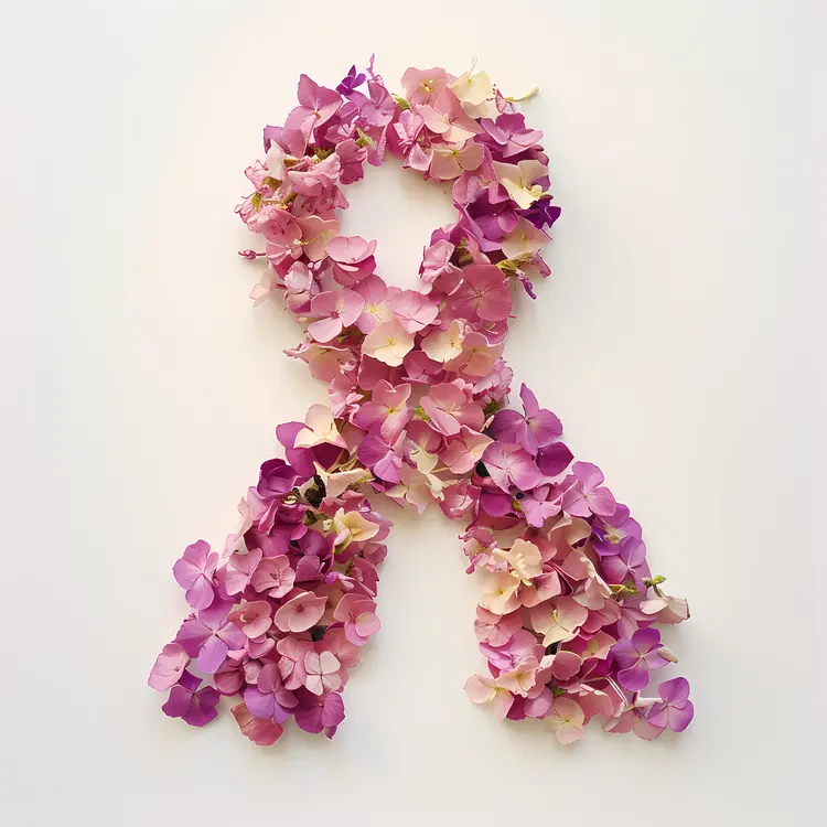Pink Floral Ribbon for Breast Cancer Awareness
