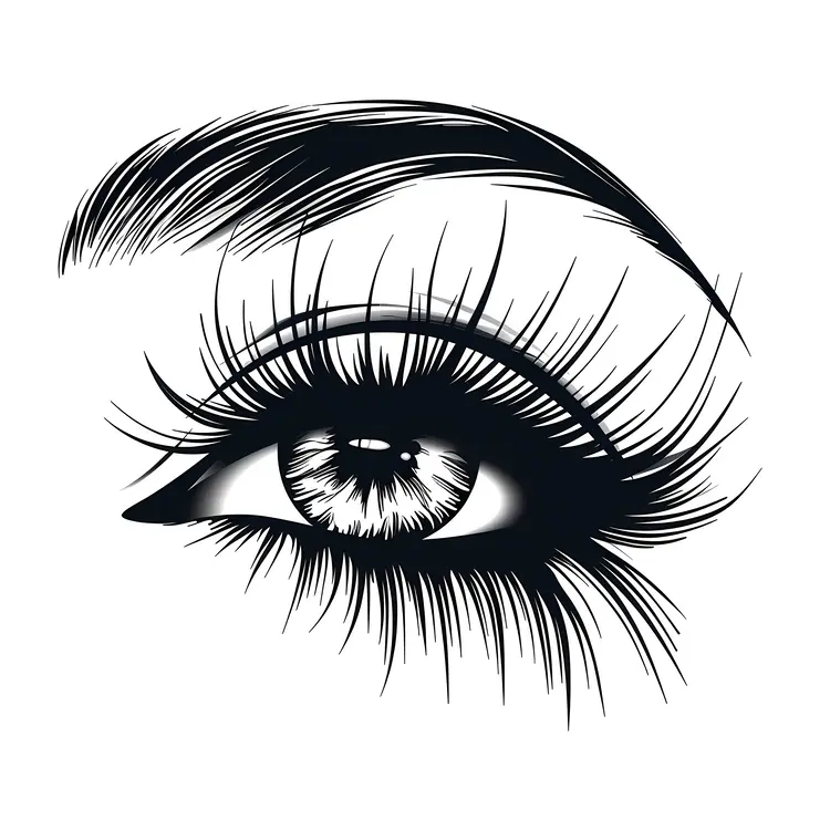 Detailed Eye Illustration with Long Eyelashes