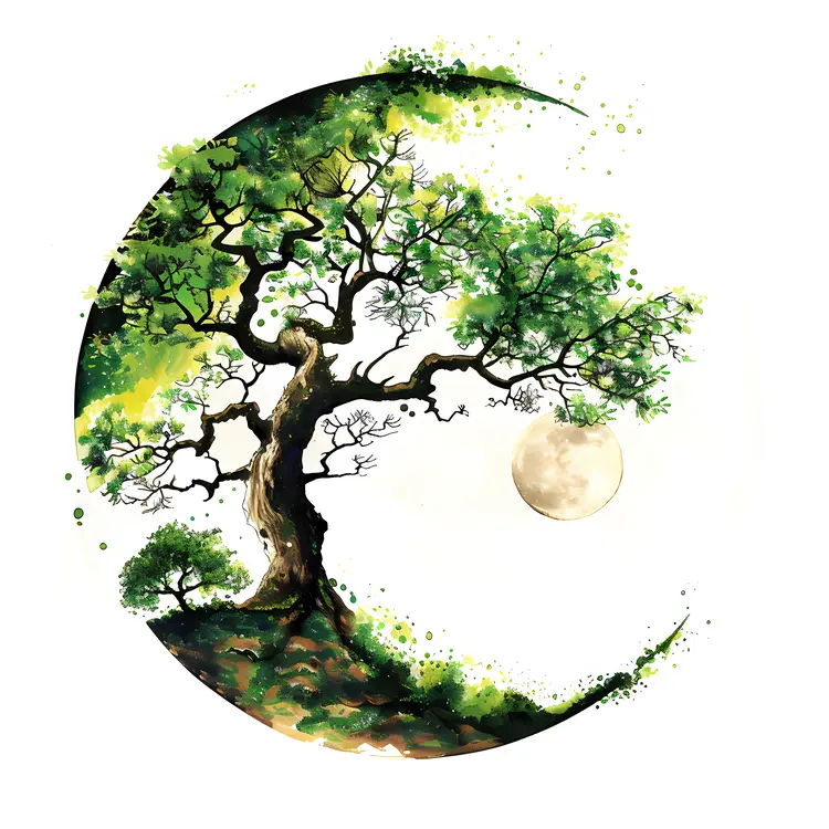 Tree with Moon in Background