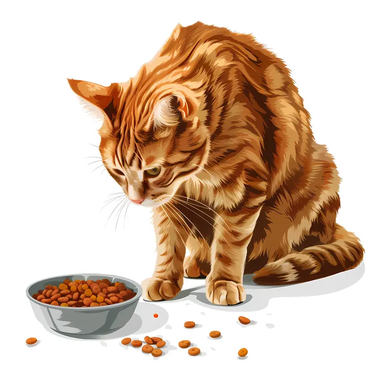 Curious Orange Kitten with Food Bowl
