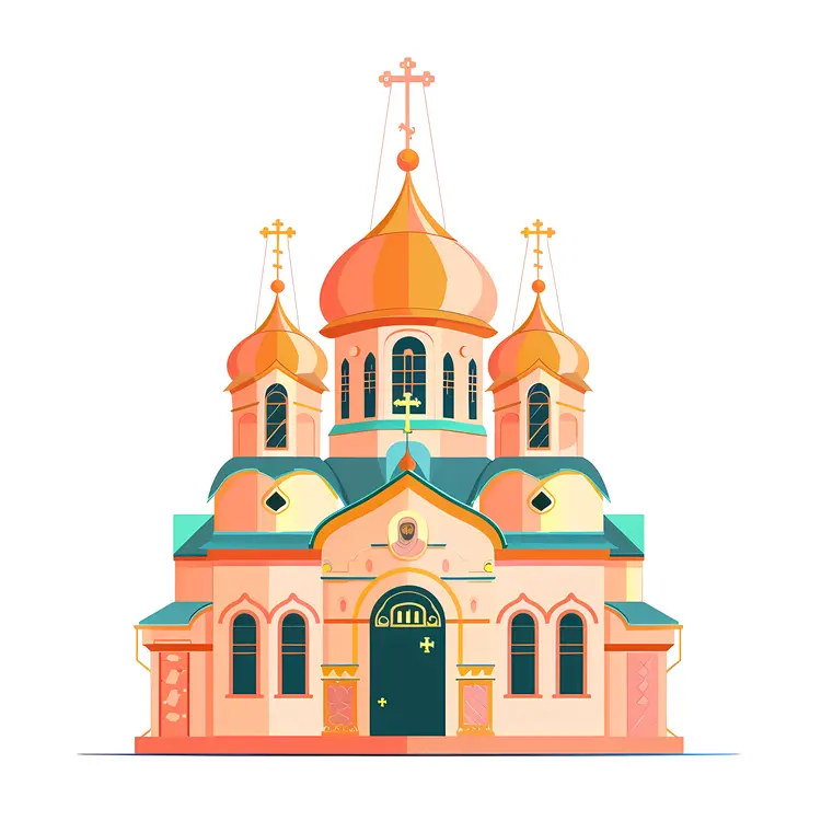 Colorful Domed Church Illustration