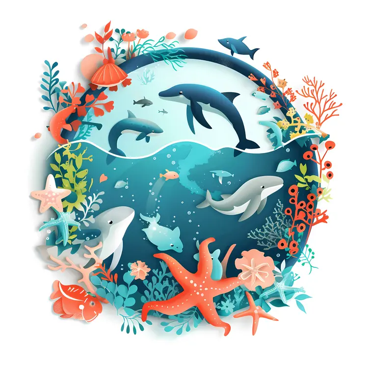 Colorful Marine Life Illustration