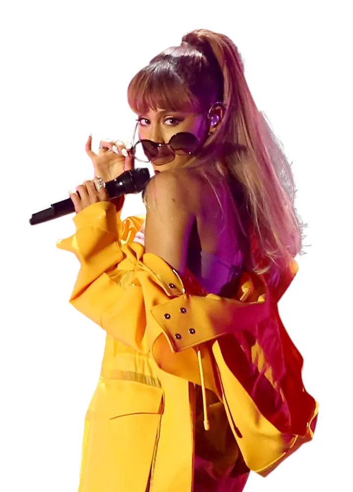 Woman in Yellow Outfit with Microphone and Sunglasses