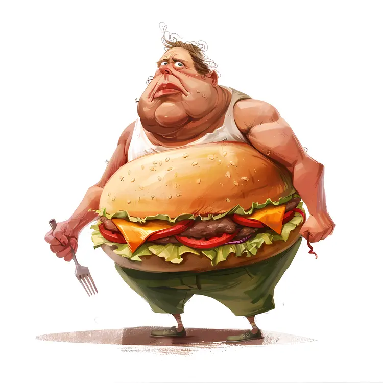 Funny Burger Man Cartoon Illustration