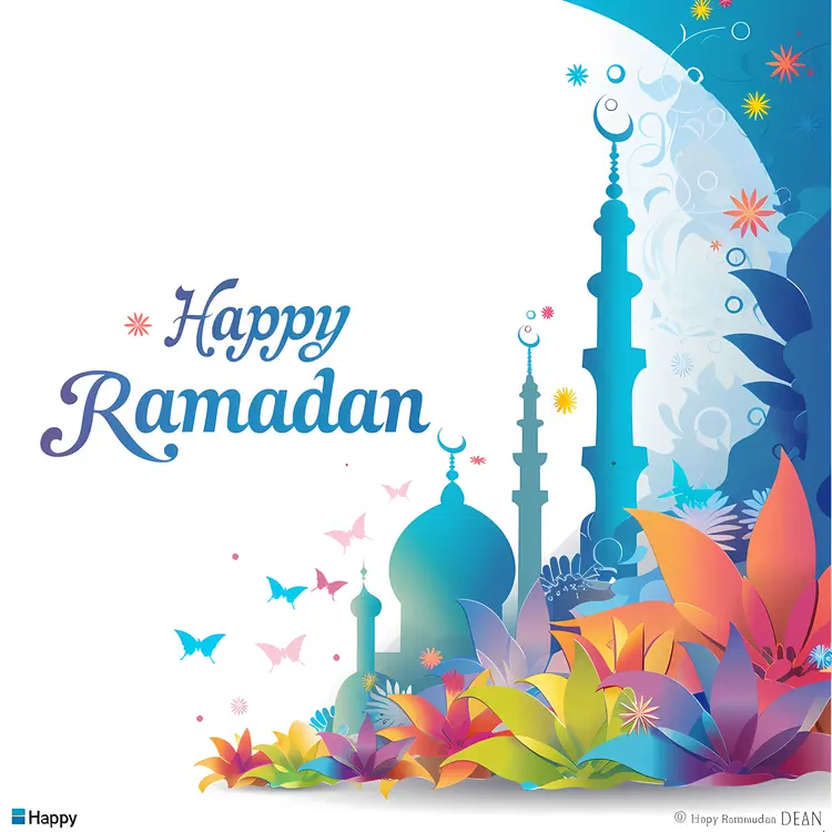 Floral Mosque for Happy Ramadan