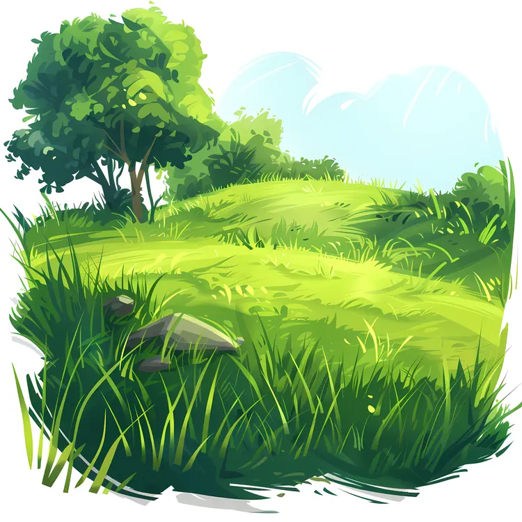 Sunny Green Grass Field
