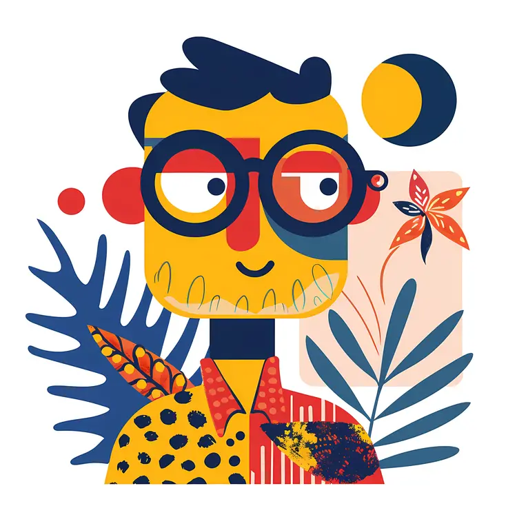 Colorful Abstract Man with Glasses Illustration