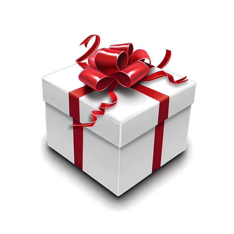 White Gift Box with Red Ribbon