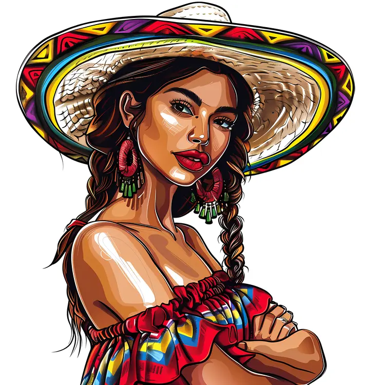 Serious Woman in Traditional Hat