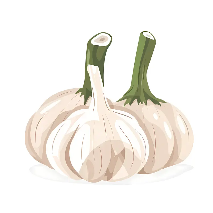 Garlic with Green Stems Illustration