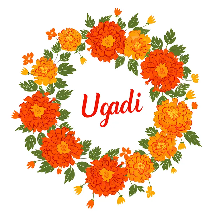 Orange Floral Wreath for Ugadi Festival