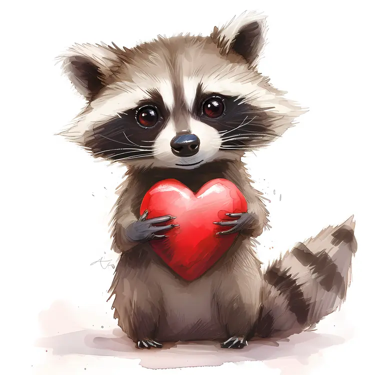 Cute raccoon with heart