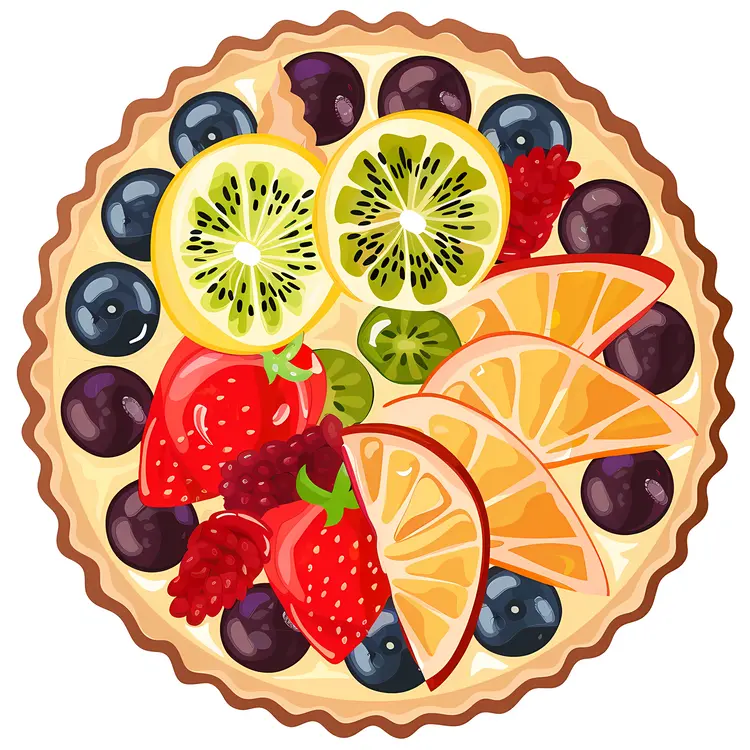 Fruit Tart with Strawberries, Oranges, and Kiwi