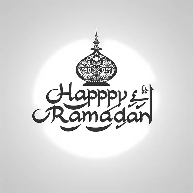 Happy Ramadan Text with Decoration
