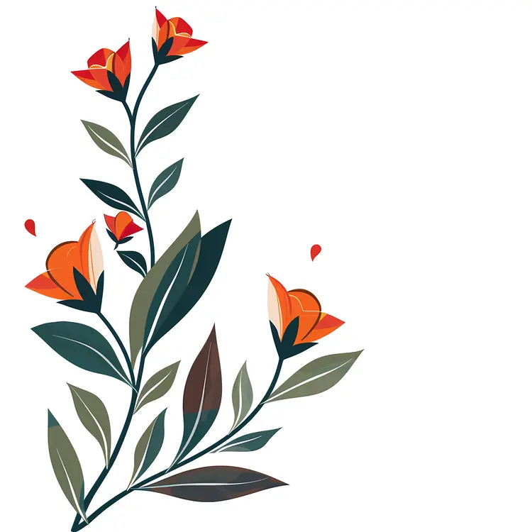 Orange Flowers with Green Leaves