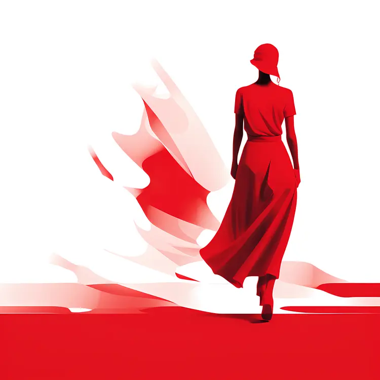 Stylish Woman in Red Dress Walking