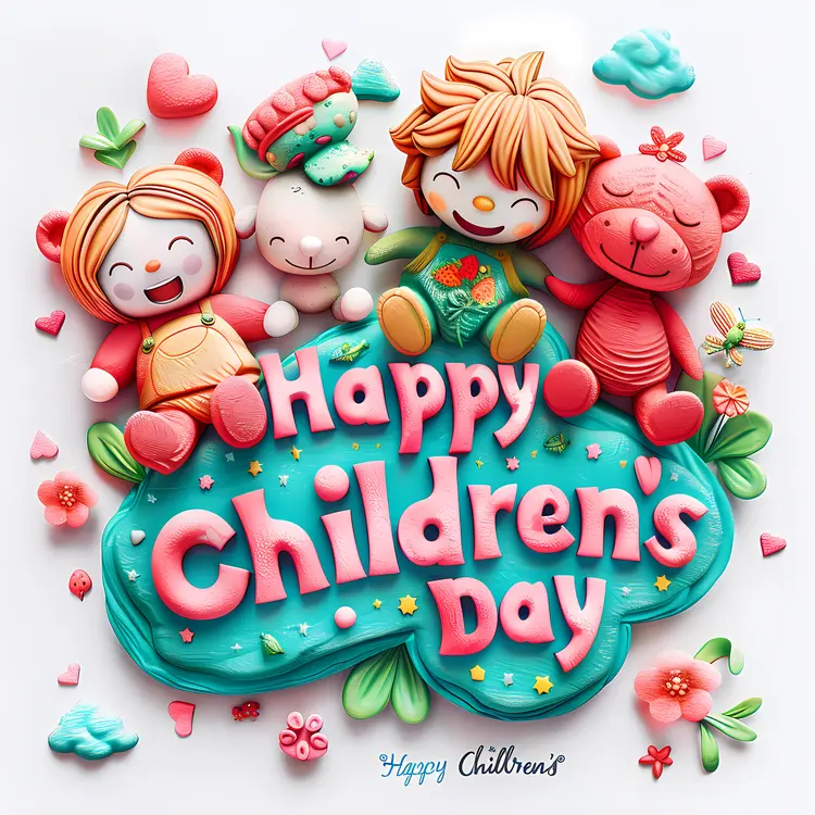 Happy Children's Day with Cartoon Characters