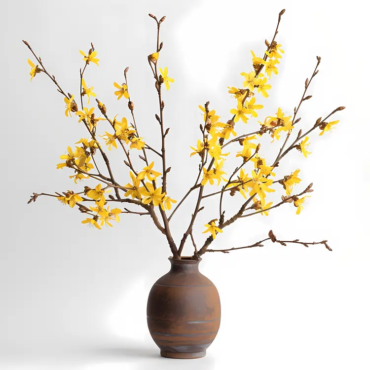 Yellow Flowers in Brown Vase