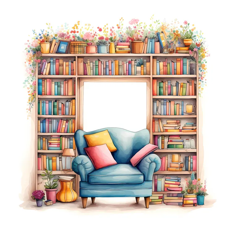 Cozy Reading Nook with Armchair and Bookshelf