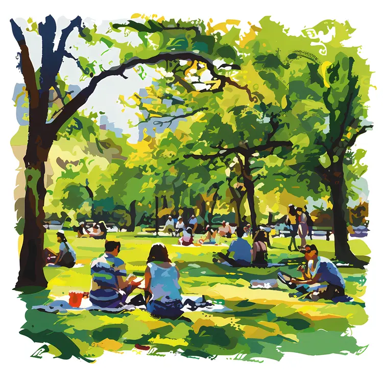 Crowded Park on a Sunny Day