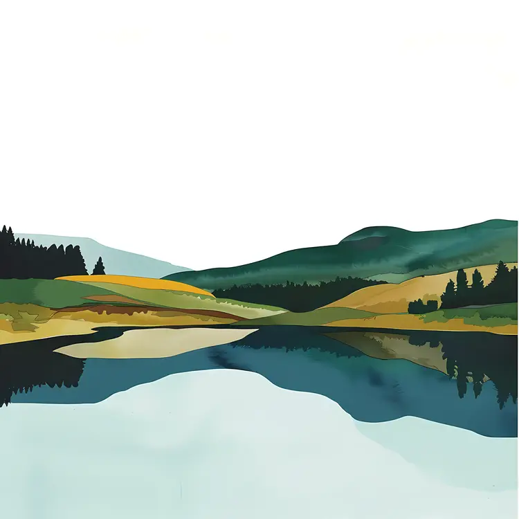 Serene Landscape Painting with Reflection