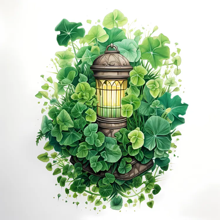 Green Lantern with Leaf Decoration