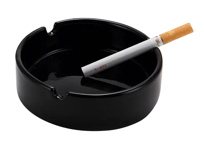 Black Ashtray with Cigarette