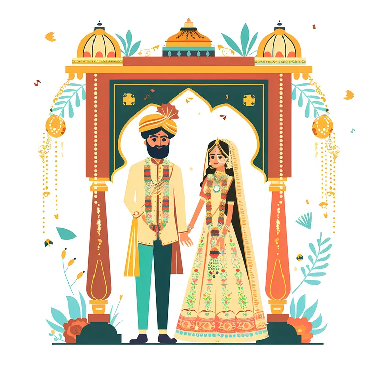 Wedding Couple under Decorative Arch