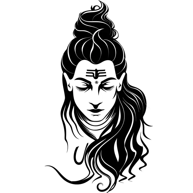 Black and White Shiva Illustration