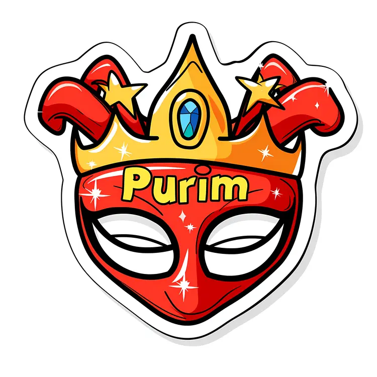 Red Mask with Crown for Purim