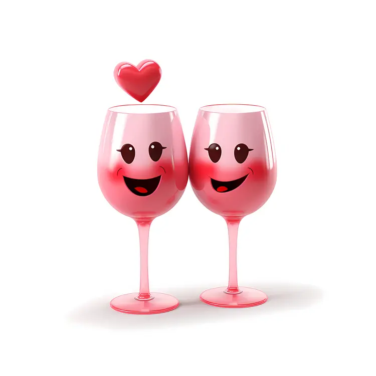 Smiling Pink Wine Glasses