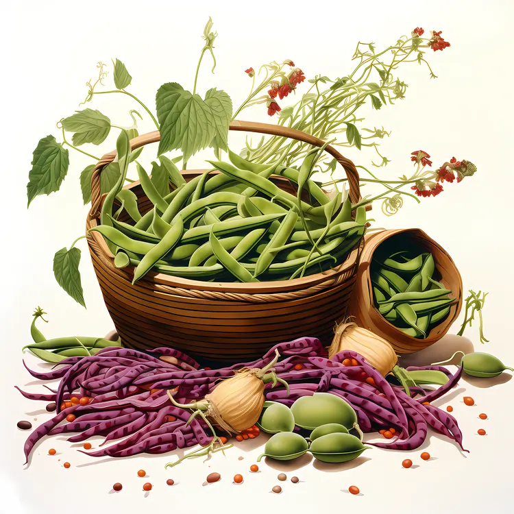Fresh Green Beans in a Basket