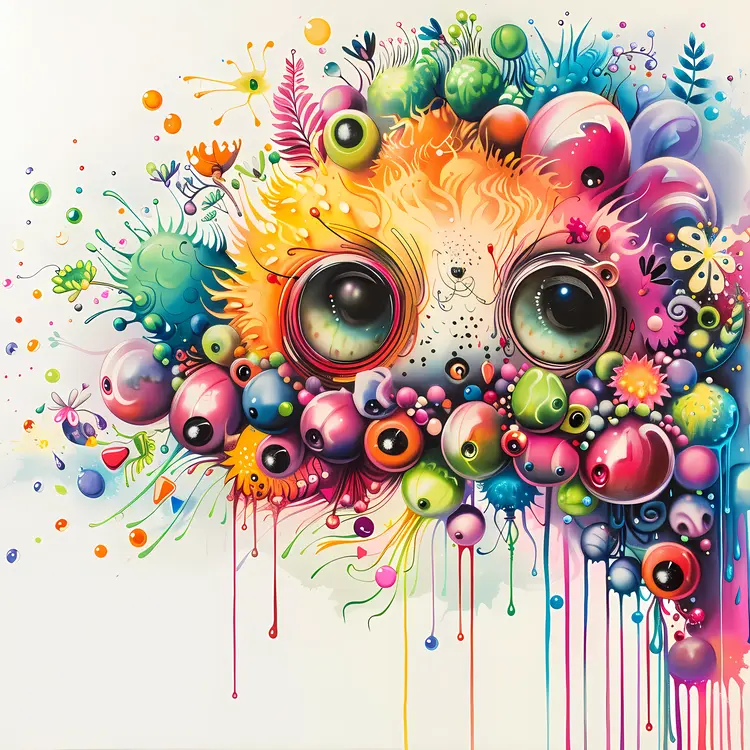 Colorful Abstract Creature with Big Eyes