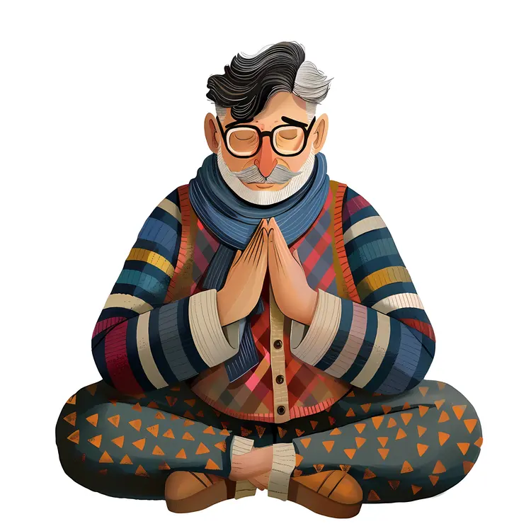 Man Meditating in Colorful Attire