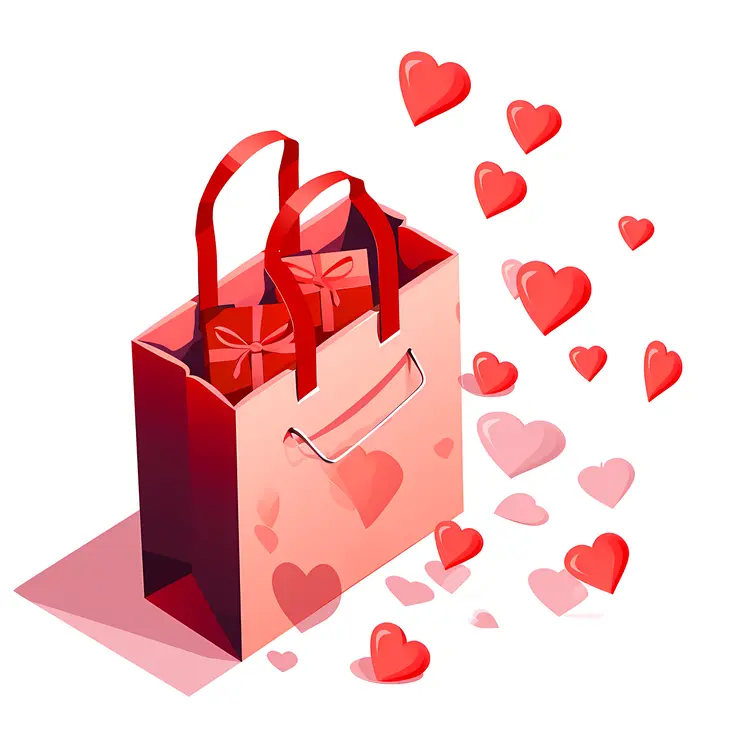 Gift Bag with Hearts and Presents