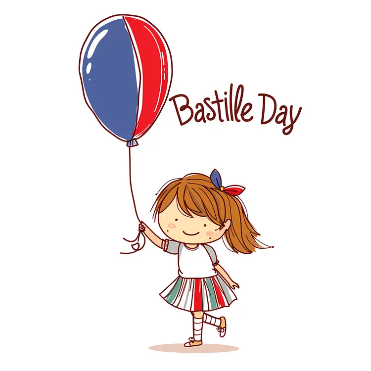 Girl with Balloon on Bastille Day