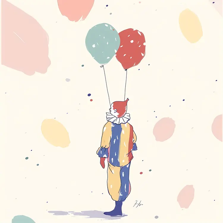 Clown with Balloons in Colorful Costume
