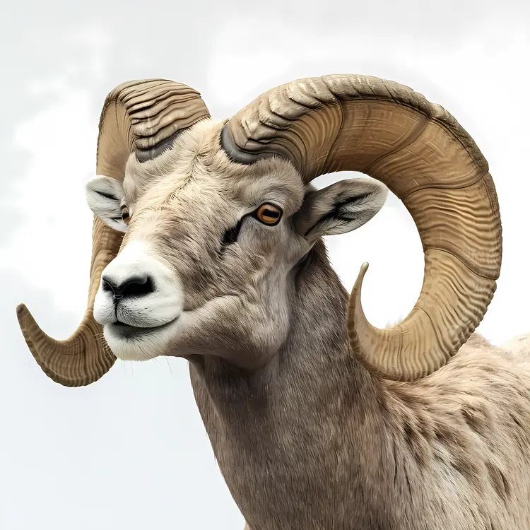Ram with Curved Horns