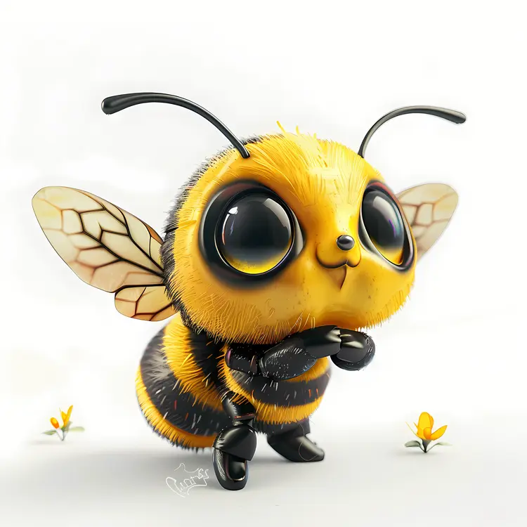 Cute Bee with Flowers