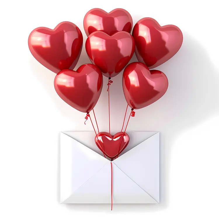 Heart Balloons with Love Envelope