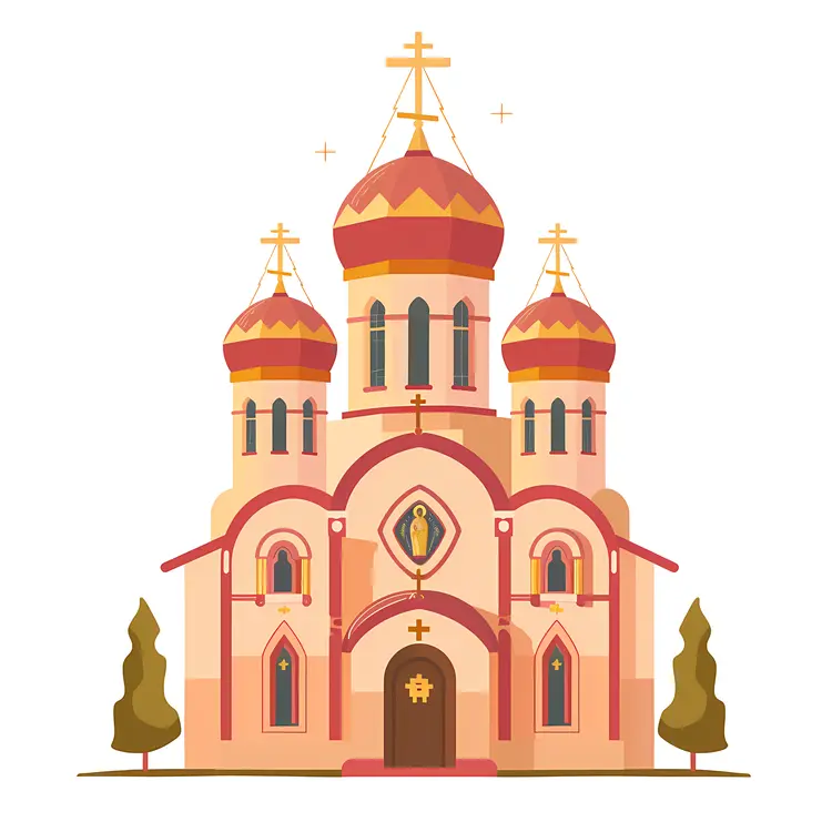 Church with Red Domes Illustration