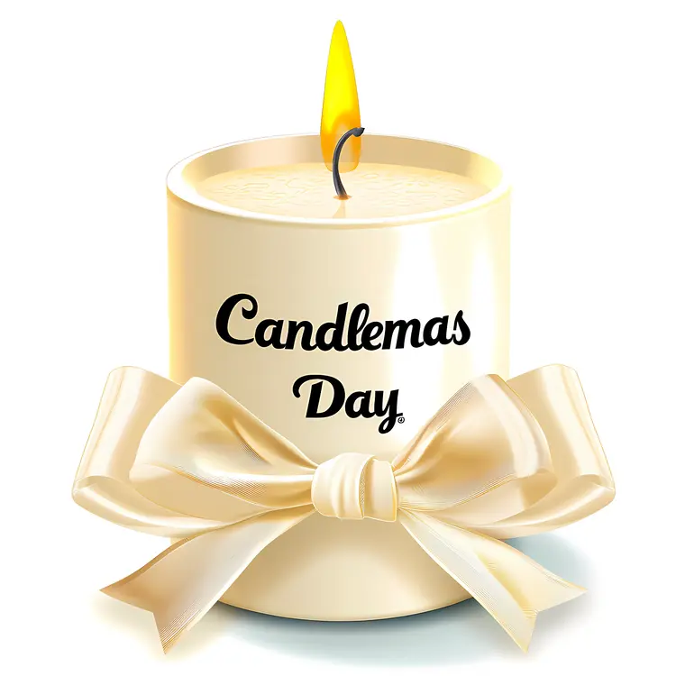 Candlemas Day Candle with Cream Ribbon
