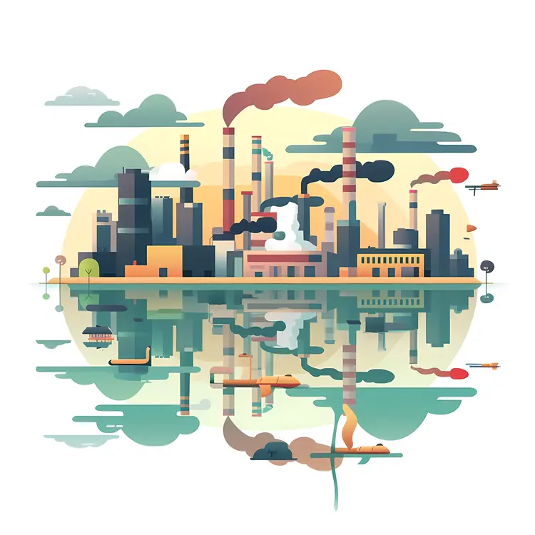 Industrial Factory with Smoke Emissions