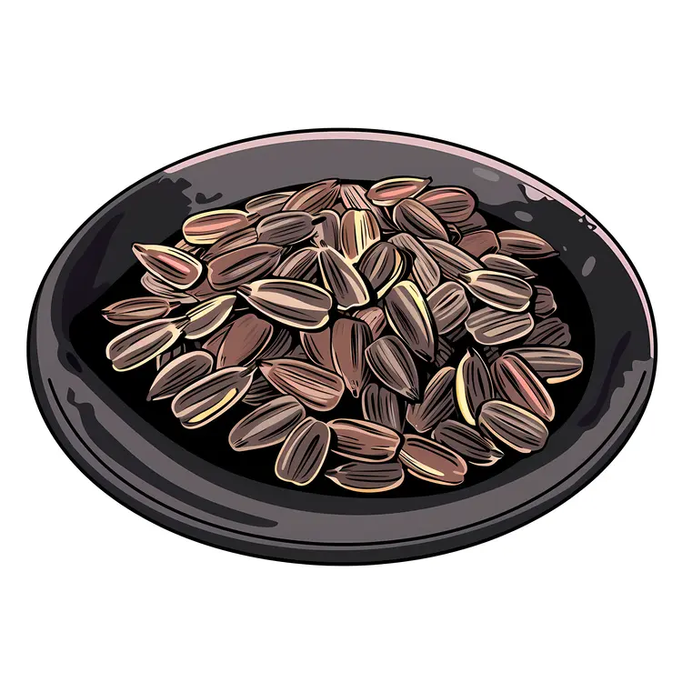 Black Plate of Sunflower Seeds