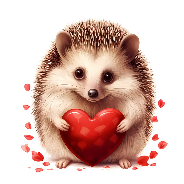 Cute Hedgehog Holding a Heart