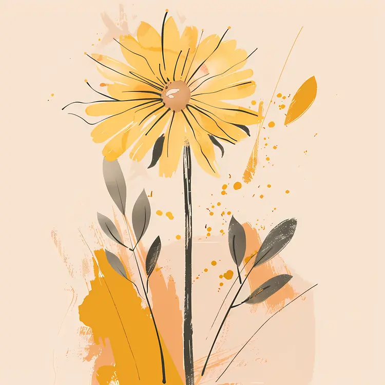 Yellow Flower with Leaves