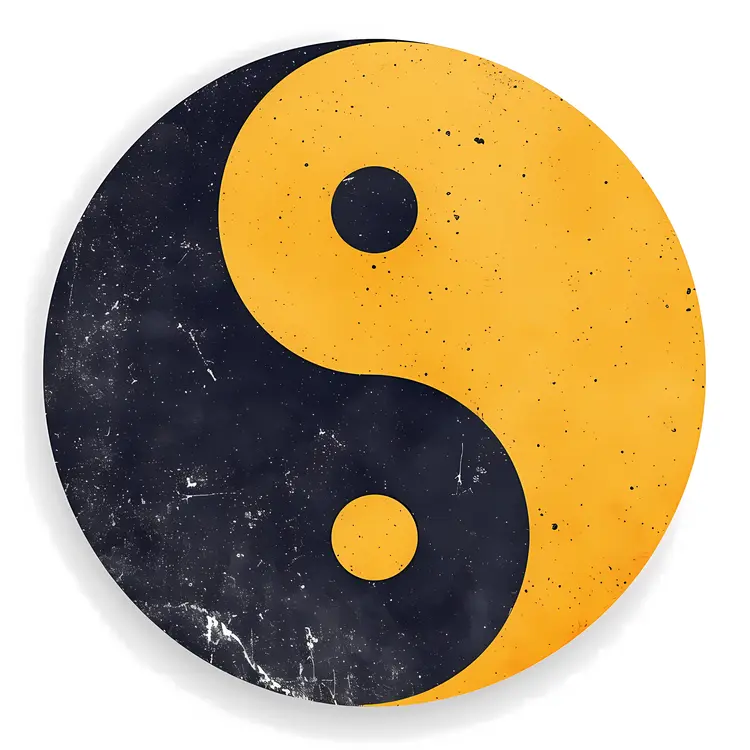 Yellow and Black Yin Yang Symbol