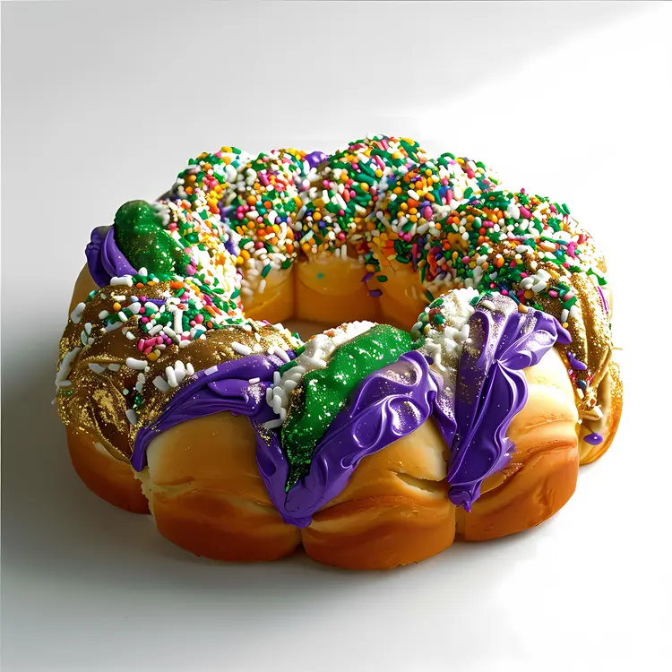 Traditional King Cake with Colorful Icing