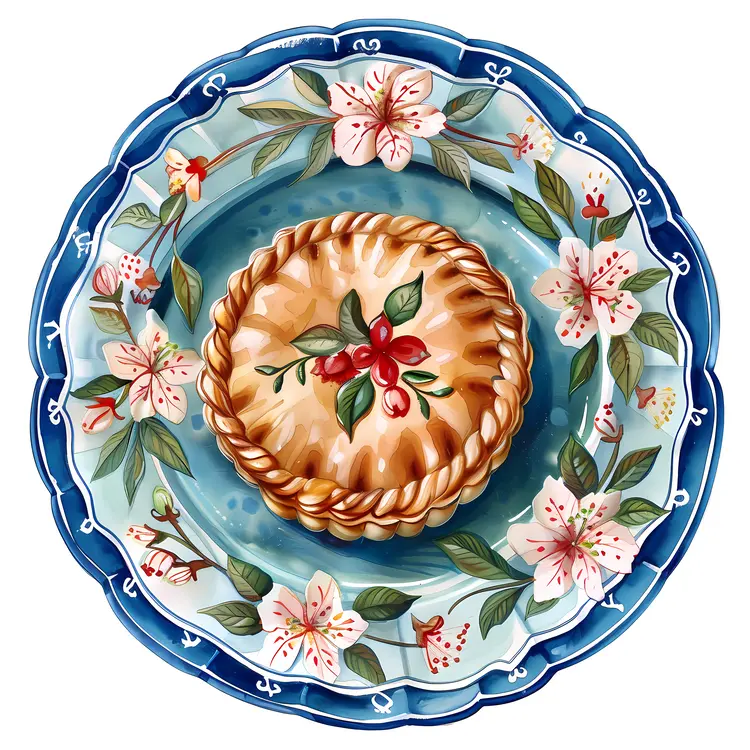 Beautifully Decorated Pie with Flowers
